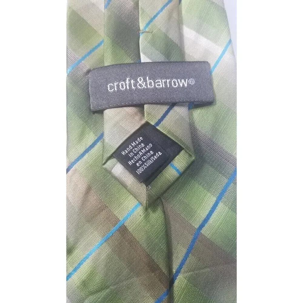 Croft & Barrow Men Tie Geometry Multi Color 100% Silk 57